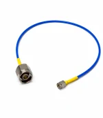 Коаксіальна кабельна збірка N-Type Male — SMA Male SS405, синій кабель з жовтою термоусадкою